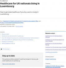 Healthcare for UK nationals living in Luxembourg [Updated 21 October 2021]